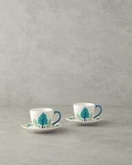 English Home Love Jungle New Bone China 4 Parça 2 Kişilik Kahve Fincan Takımı Yeşil