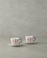 English Home Love Adore New Bone China 4 Parça 2 Kişilik Çay Fincanı Takımı Pembe - Mavi