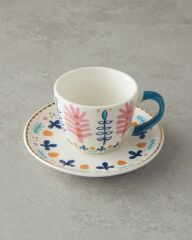 English Home Love Adore New Bone China 4 Parça 2 Kişilik Çay Fincanı Takımı Pembe - Mavi