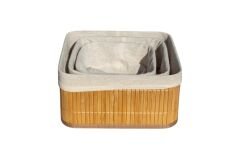 Zeytun Bambu Kare Organizer Sepet 3 Lü Sepet Takımı