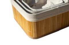 Zeytun Bambu Kare Organizer Sepet 3 Lü Sepet Takımı