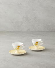 English Home Valentina New Bone China 4 Parça 2 Kişilik Kahve Fincan Takımı Sarı 80 ml