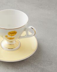 English Home Valentina New Bone China 4 Parça 2 Kişilik Kahve Fincan Takımı Sarı 80 ml