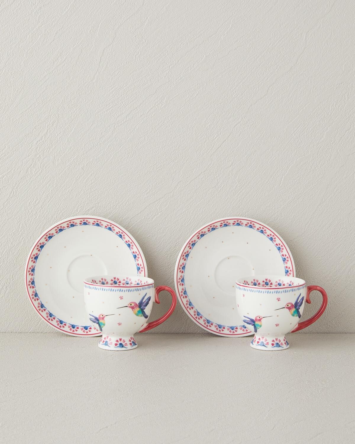 English Home Carnival Tulip New Bone China Kahve Fincan Takımı 4 Parça 2 Kişilik Açık Mavi