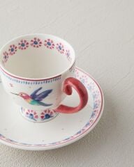 English Home Carnival Tulip New Bone China Kahve Fincan Takımı 4 Parça 2 Kişilik Açık Mavi