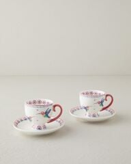 English Home Carnival Tulip New Bone China Kahve Fincan Takımı 4 Parça 2 Kişilik Açık Mavi