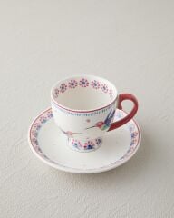 English Home Carnival Tulip New Bone China Kahve Fincan Takımı 4 Parça 2 Kişilik Açık Mavi