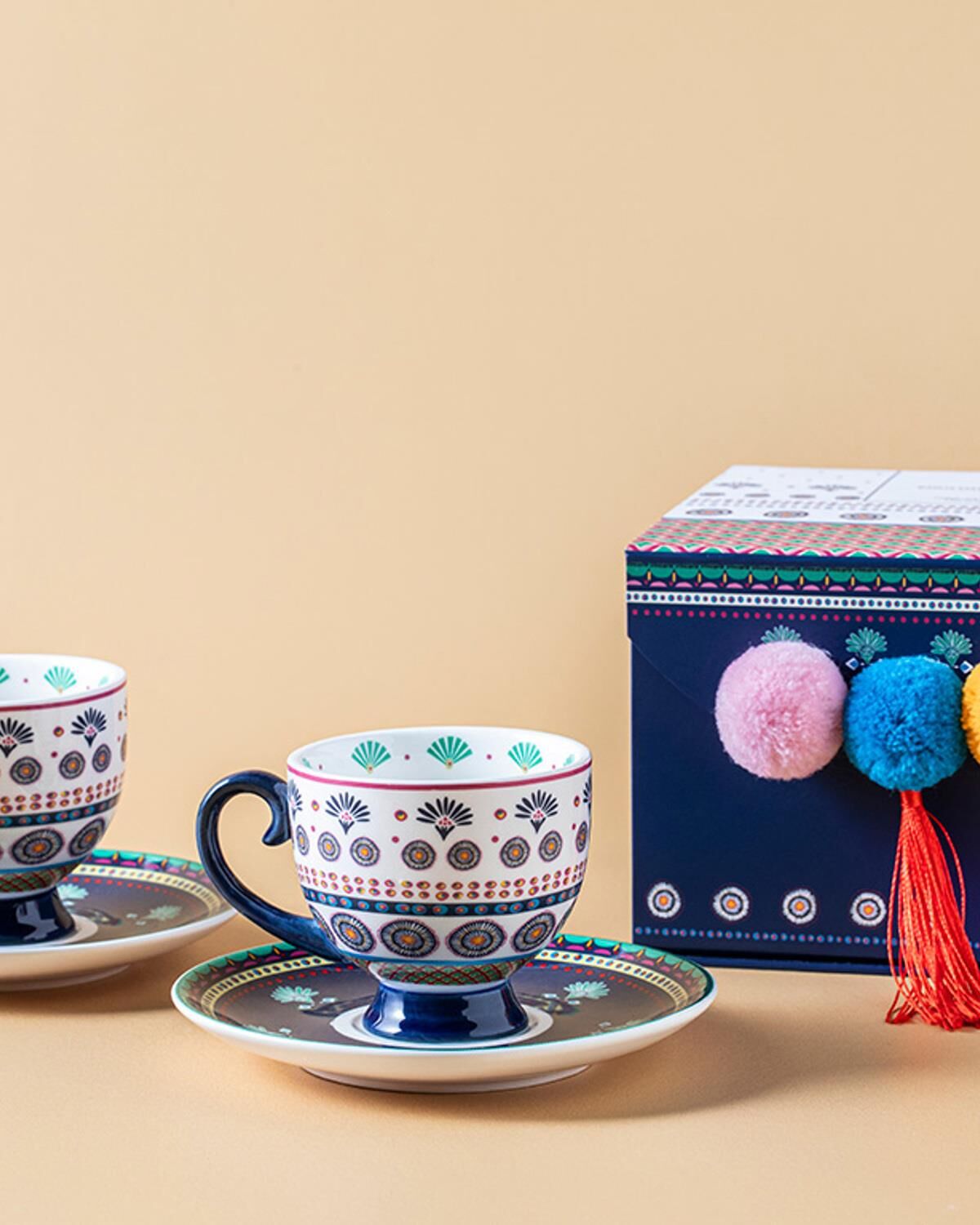 English Home Exotic Artsy New Bone China 2'li Kahve Fincan Takımı 100 ml Lacivert