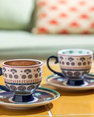 English Home Exotic Artsy New Bone China 2'li Kahve Fincan Takımı 100 ml Lacivert