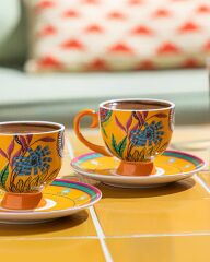 English Home Exotic Wild New Bone China 2'li Kahve Fincan Takımı 100 ml Sarı