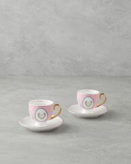 English Home Retro Vibe New Bone China 4 Parça 2 Kişilik Kahve Fincan Takımı 100 ml Pembe