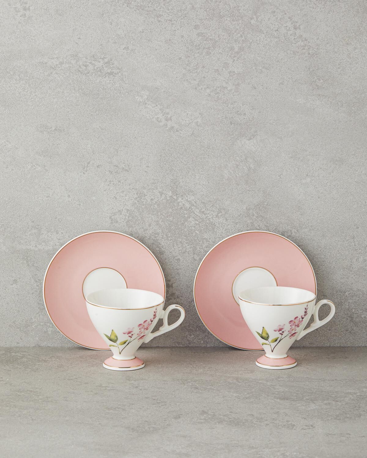 English Home Valentina New Bone China 4 Parça 2 Kişilik Kahve Fincan Takımı 80 ml Pembe