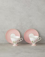 English Home Valentina New Bone China 4 Parça 2 Kişilik Kahve Fincan Takımı 80 ml Pembe