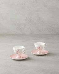 English Home Valentina New Bone China 4 Parça 2 Kişilik Kahve Fincan Takımı 80 ml Pembe
