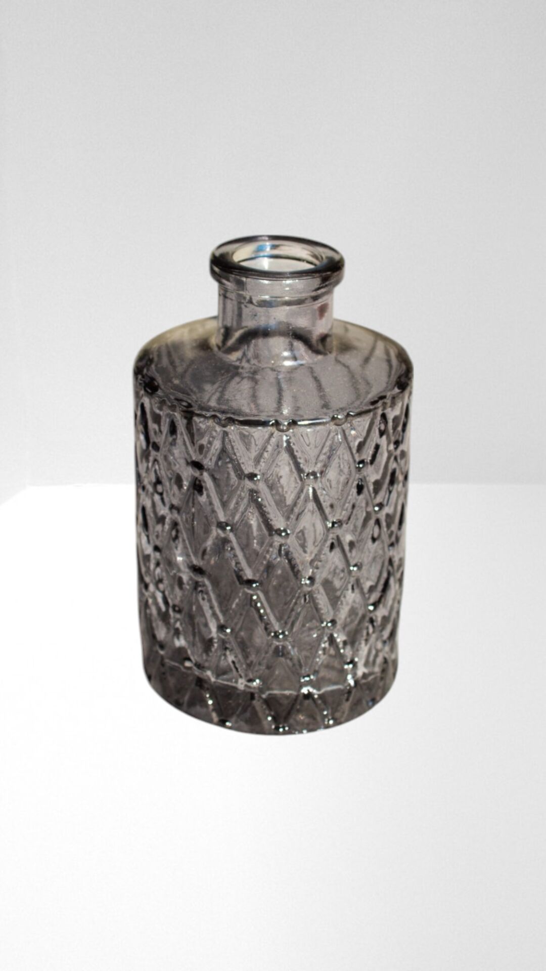 Mini Vintage Kabartmalı Cam Vazo Silindir