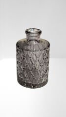 Mini Vintage Kabartmalı Cam Vazo Silindir