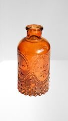 Mini Vintage Kabartmalı Cam Vazo Şişe