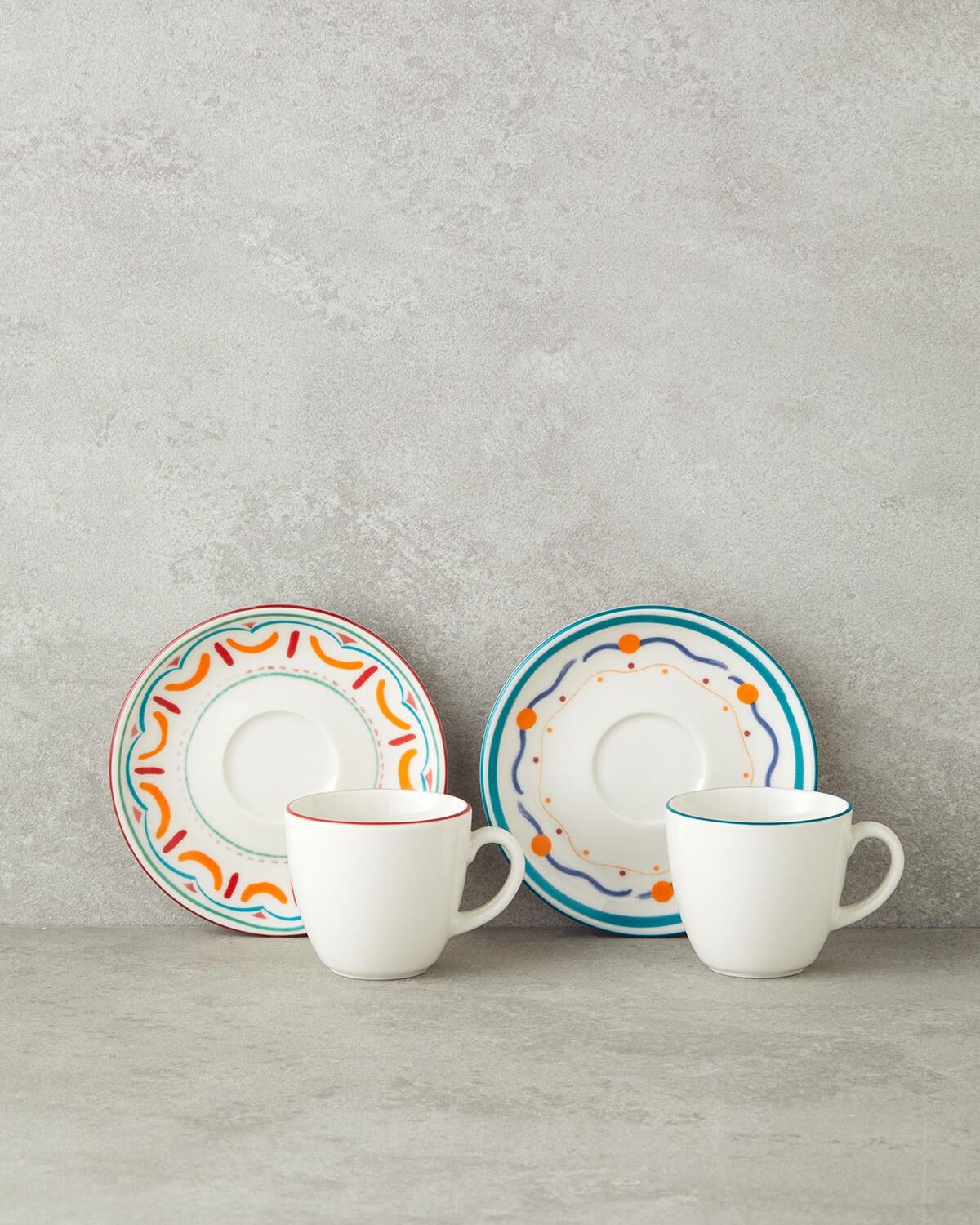 Colorful Lines Porselen 4 Parça 2 Kişilik Kahve Fincan Takımı 90 ml Renkli